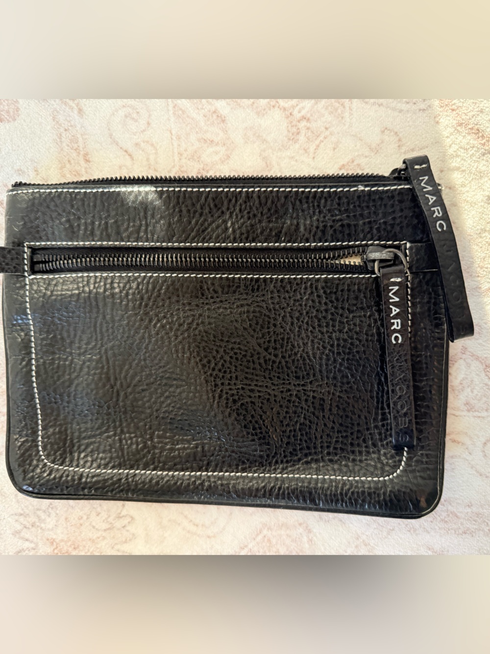 Marc Jacobs Black Leather Zip Wallet Clutch